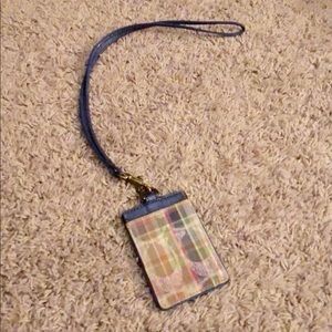 Coach plaid ID wallet lanyard key holder